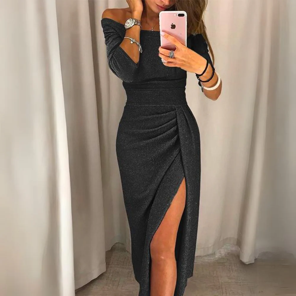 Robe de soirée - élégante brillante - fente latérale - Image 2