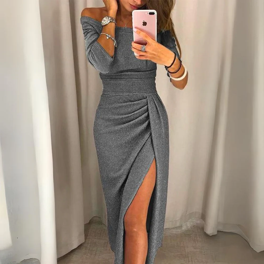 Robe de soirée - élégante brillante - fente latérale - Image 4
