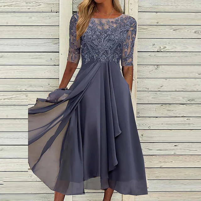 Robe de soirée en dentelle - cocktail élégante - jupe évasée - Image 2