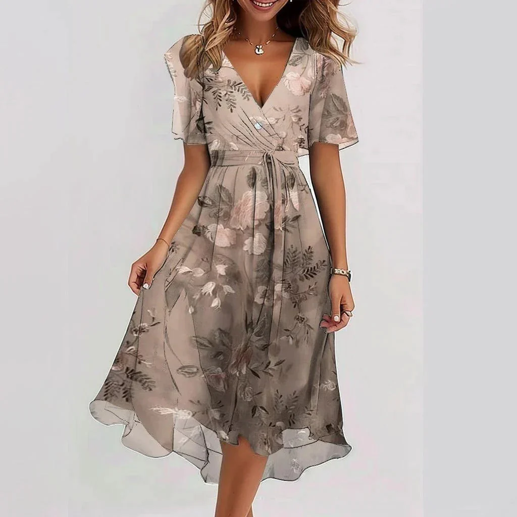 Robe de soirée femme - Décolleté en V - Élégante imprimée - Image 5