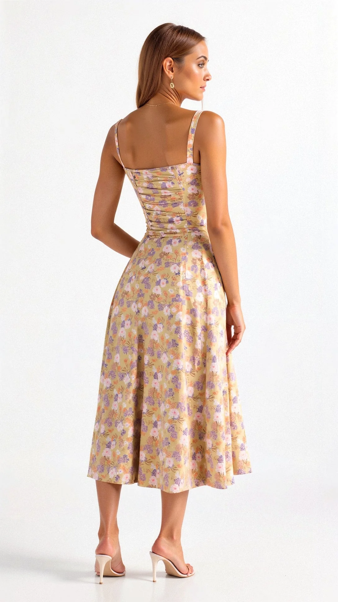 Robe de soirée femme - midi fleurie - légère élégante - Image 2