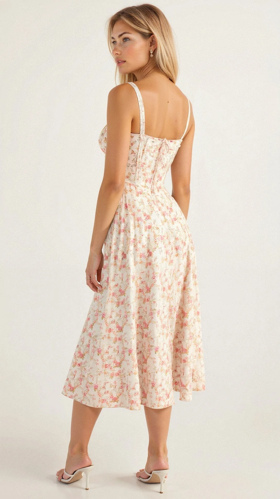 Robe de soirée femme - midi fleurie - légère élégante - Image 7