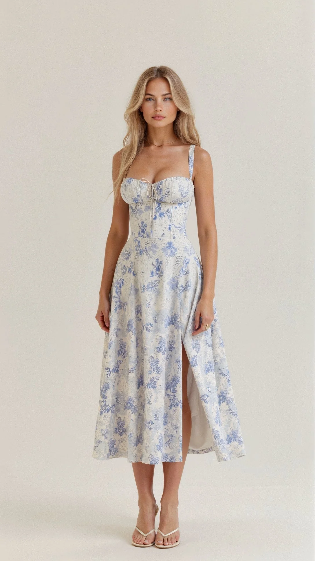Robe de soirée femme - midi fleurie - légère élégante - Image 8