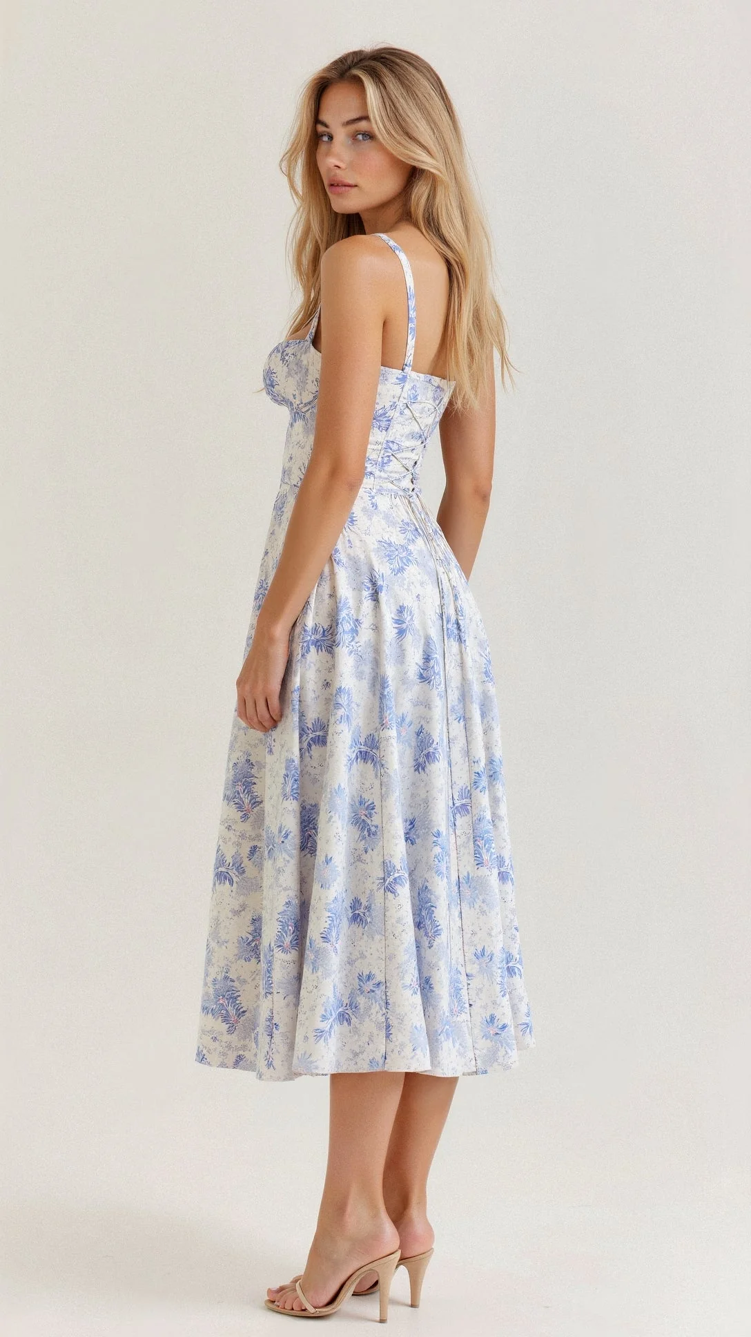 Robe de soirée femme - midi fleurie - légère élégante - Image 9