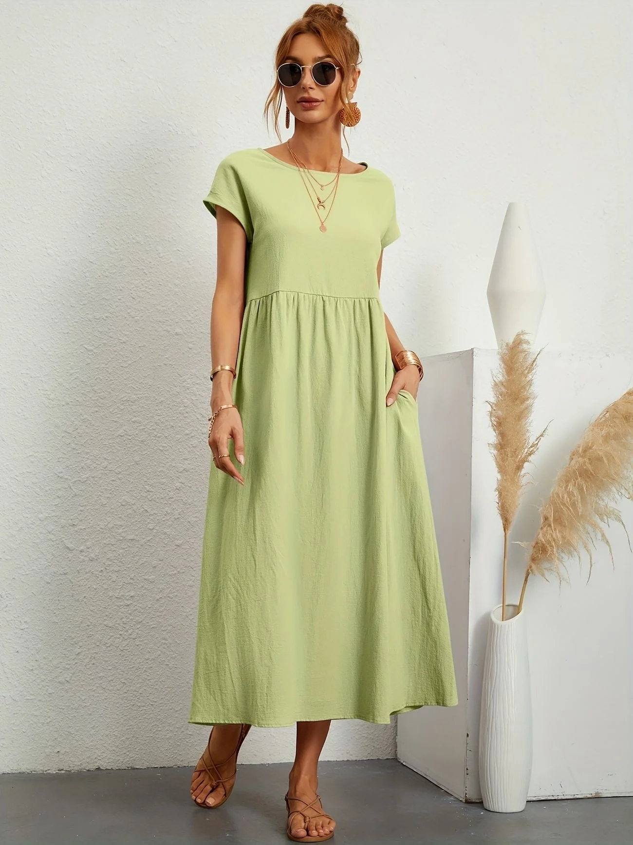 Robe de Soirée Longue Femme - Décolleté Rond - Élégante - Image 2