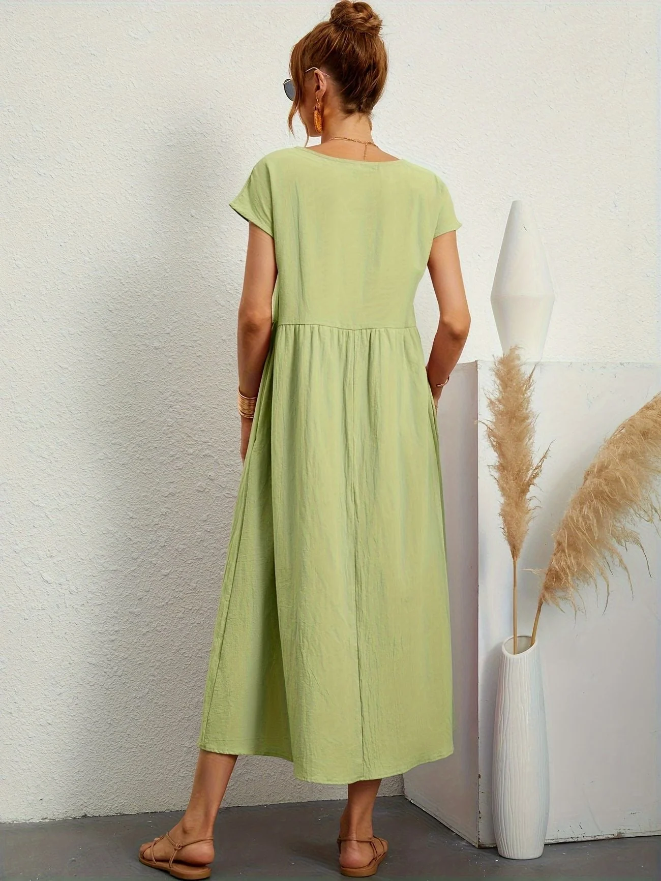 Robe de Soirée Longue Femme - Décolleté Rond - Élégante - Image 3