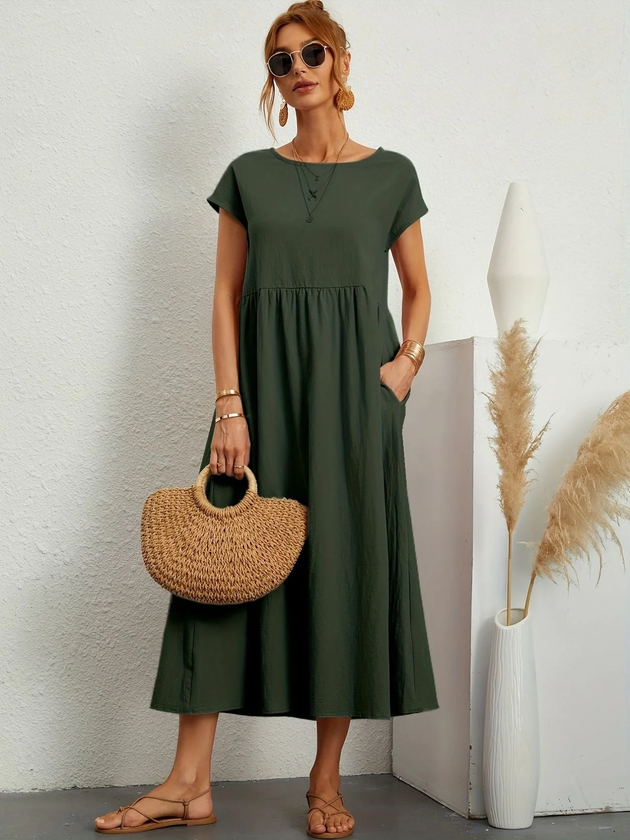 Robe de Soirée Longue Femme - Décolleté Rond - Élégante - Image 5