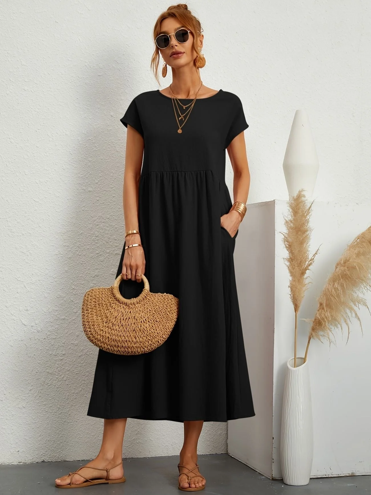 Robe de Soirée Longue Femme - Décolleté Rond - Élégante - Image 6