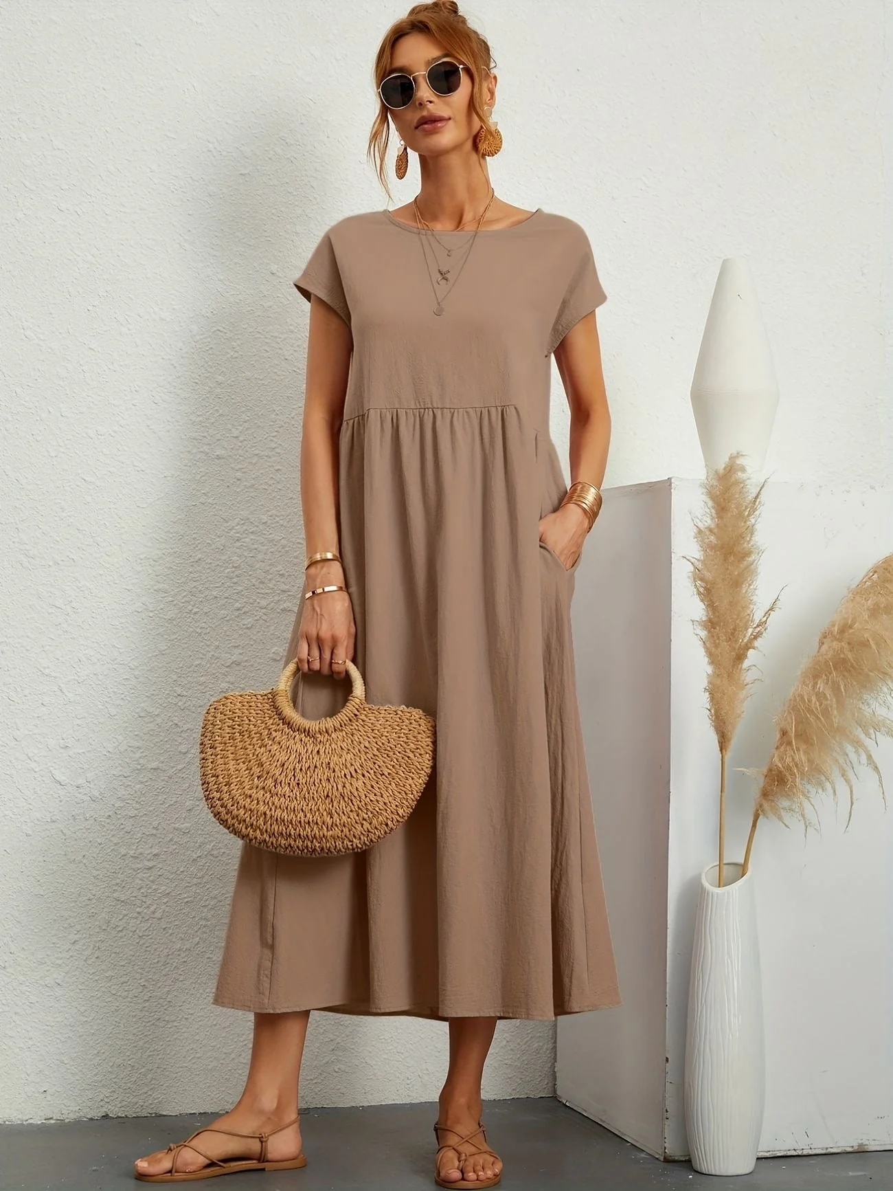 Robe de Soirée Longue Femme - Décolleté Rond - Élégante - Image 8