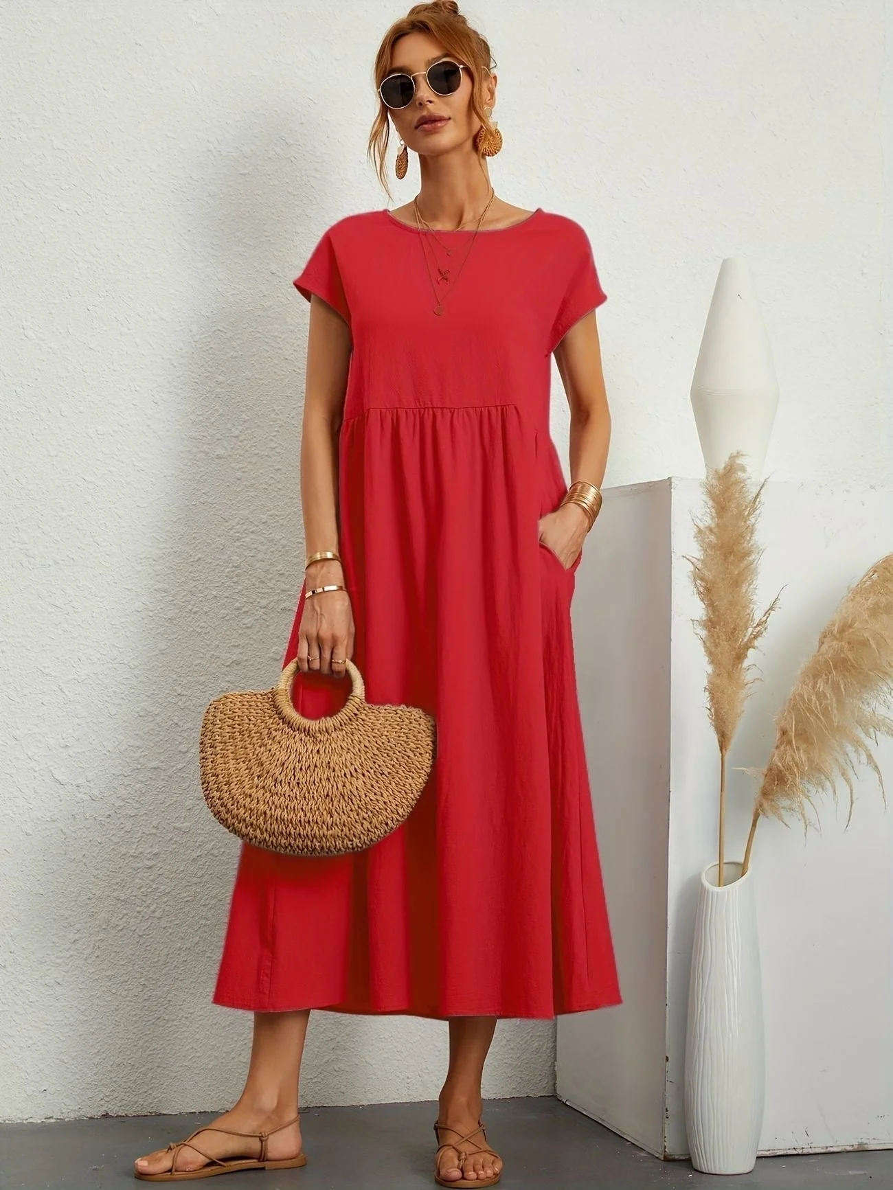 Robe de Soirée Longue Femme - Décolleté Rond - Élégante - Image 9