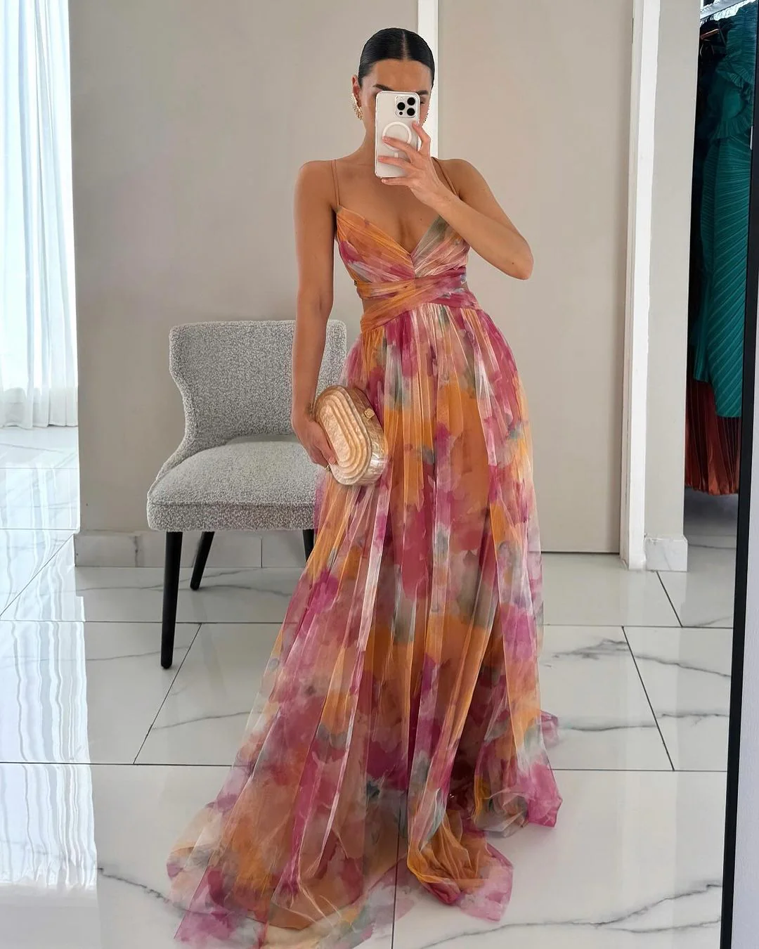 Robe de soirée maxi élégante - motif floral - Flora - Image 3