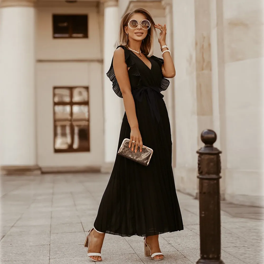 Robe de soirée maxi élégante - Volants - Décolleté en V - Image 3