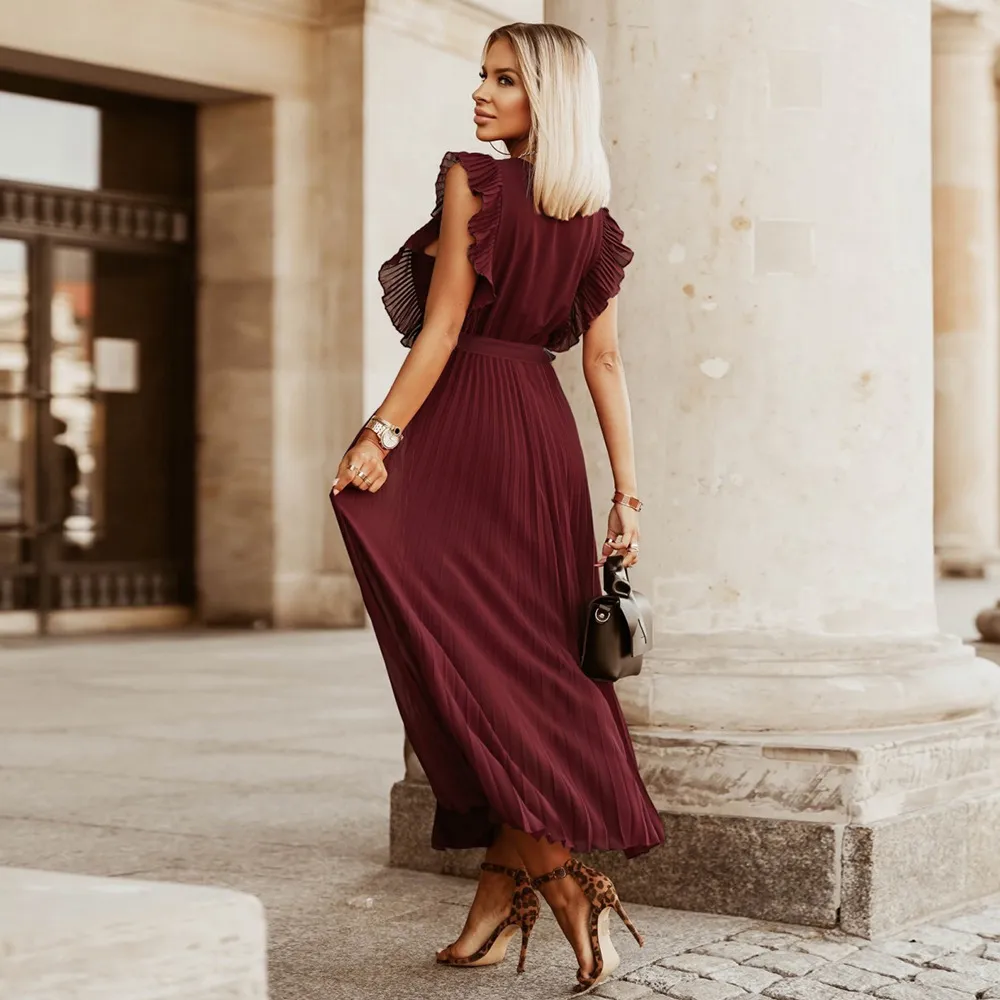 Robe de soirée maxi élégante - Volants - Décolleté en V - Image 6