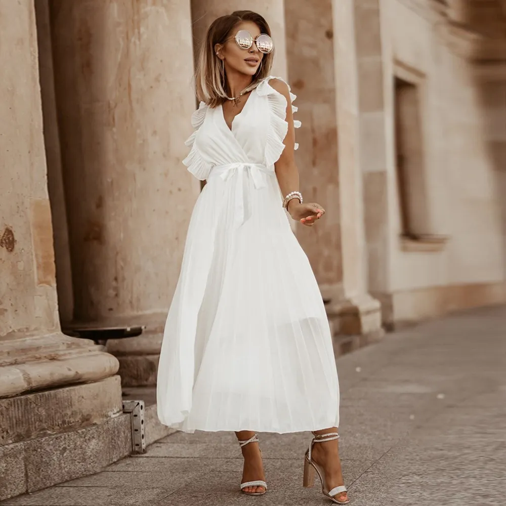 Robe de soirée maxi élégante - Volants - Décolleté en V - Image 7