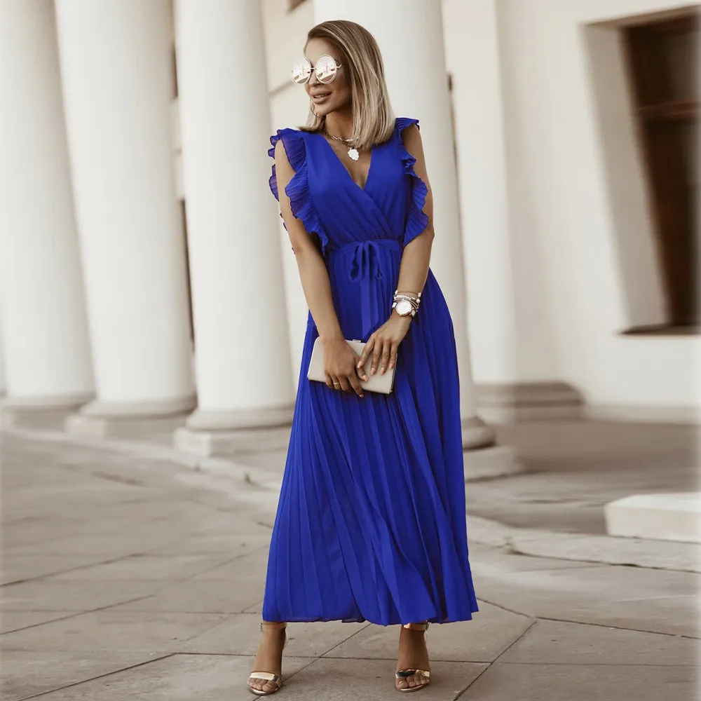 Robe de soirée maxi élégante - Volants - Décolleté en V - Image 8