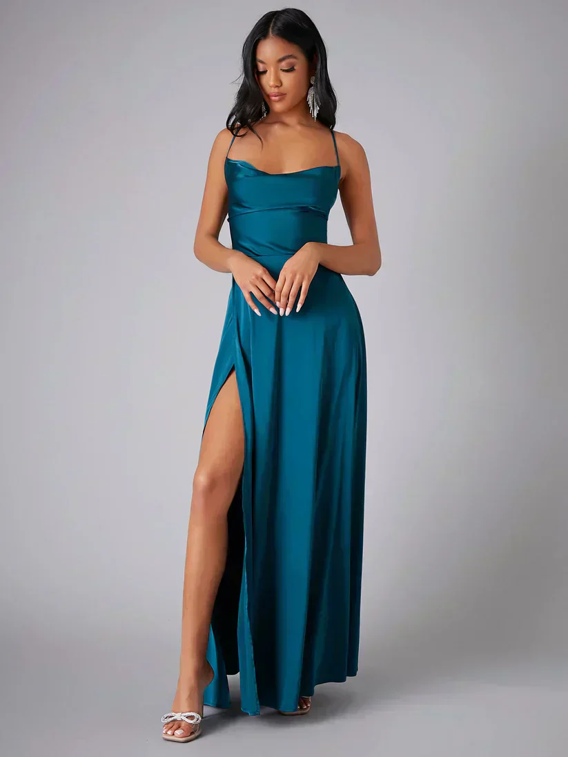 Robe de soirée maxi - fente haute - élégante - Image 3