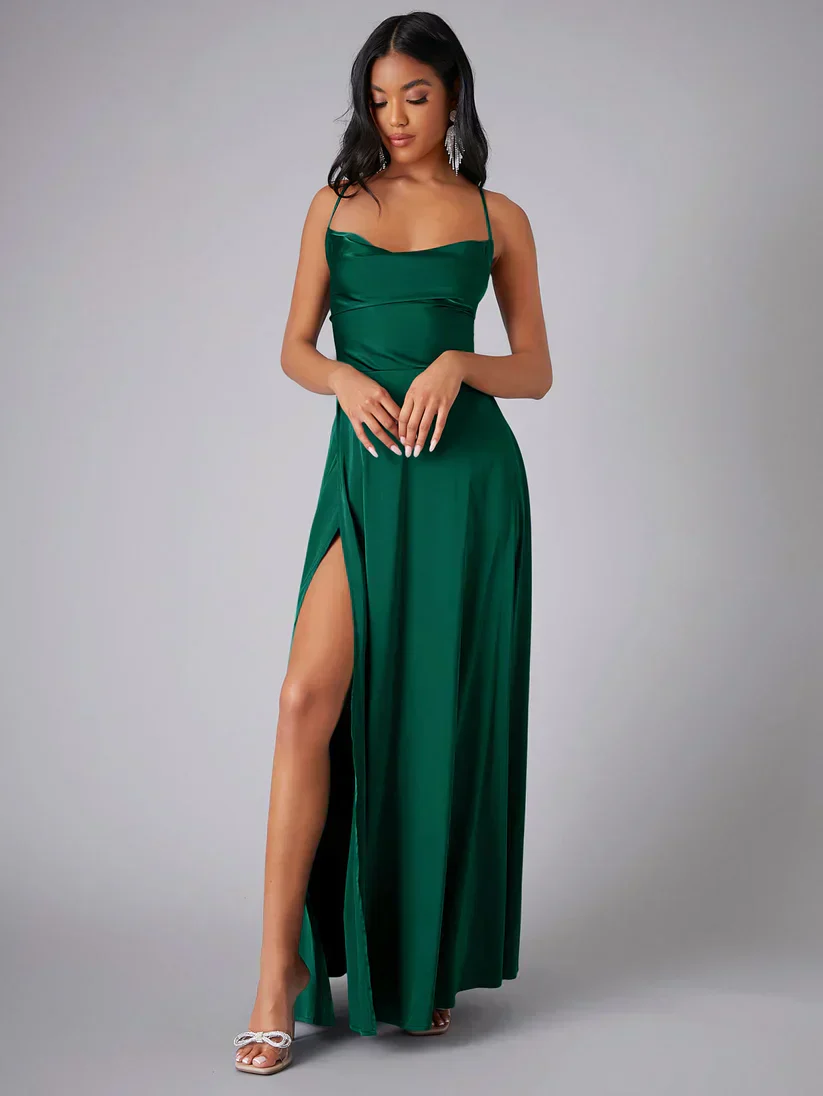 Robe de soirée maxi - fente haute - élégante - Image 4