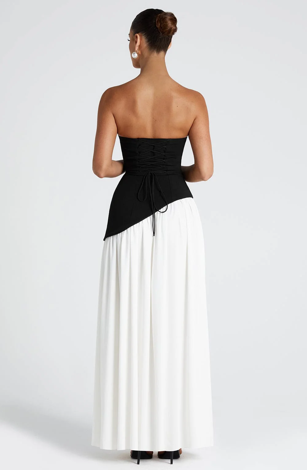 Robe de soirée maxi - sans bretelles - taille asymétrique - Image 15