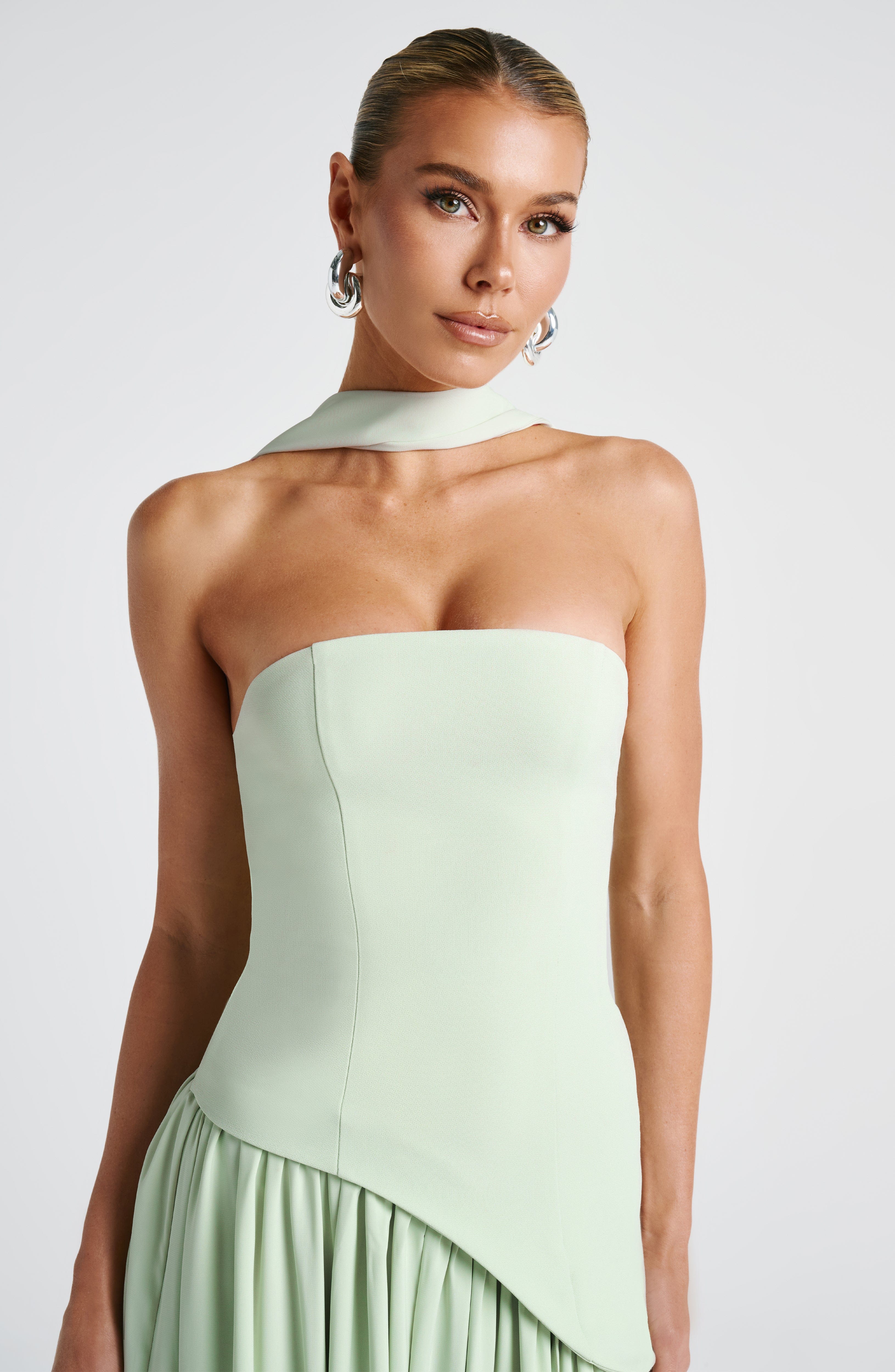 Robe de soirée maxi - sans bretelles - taille asymétrique - Image 20