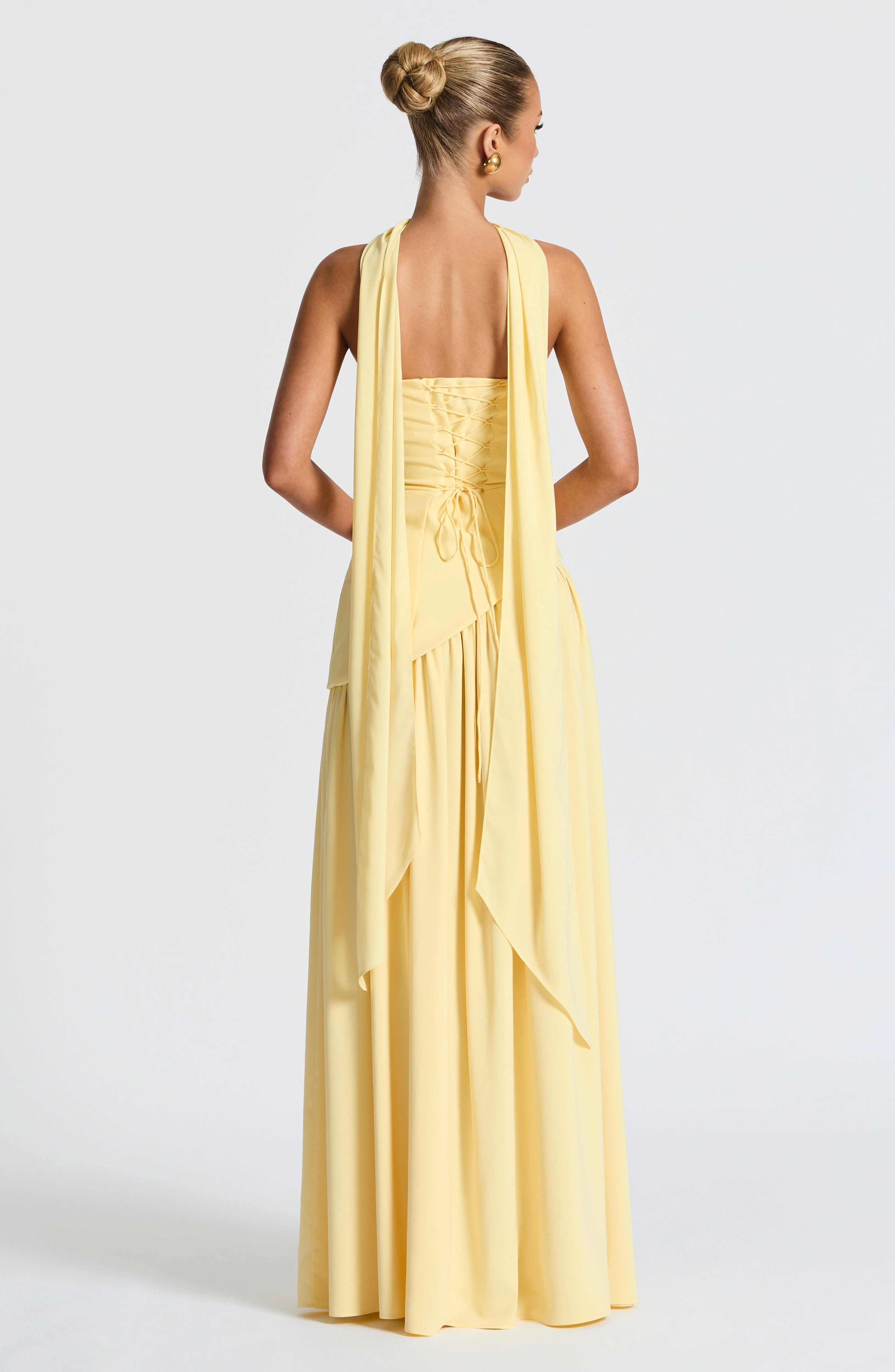 Robe de soirée maxi - sans bretelles - taille asymétrique - Image 3