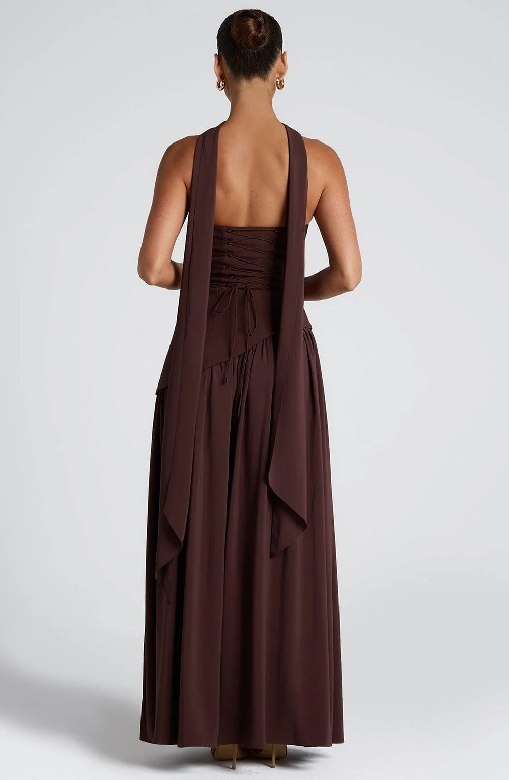 Robe de soirée maxi - sans bretelles - taille asymétrique - Image 7