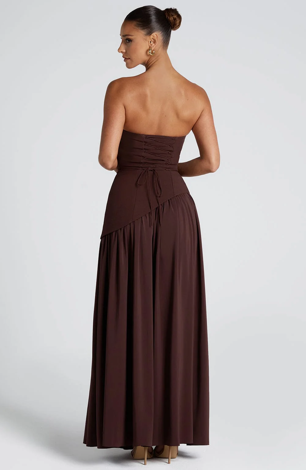 Robe de soirée maxi - sans bretelles - taille asymétrique - Image 8