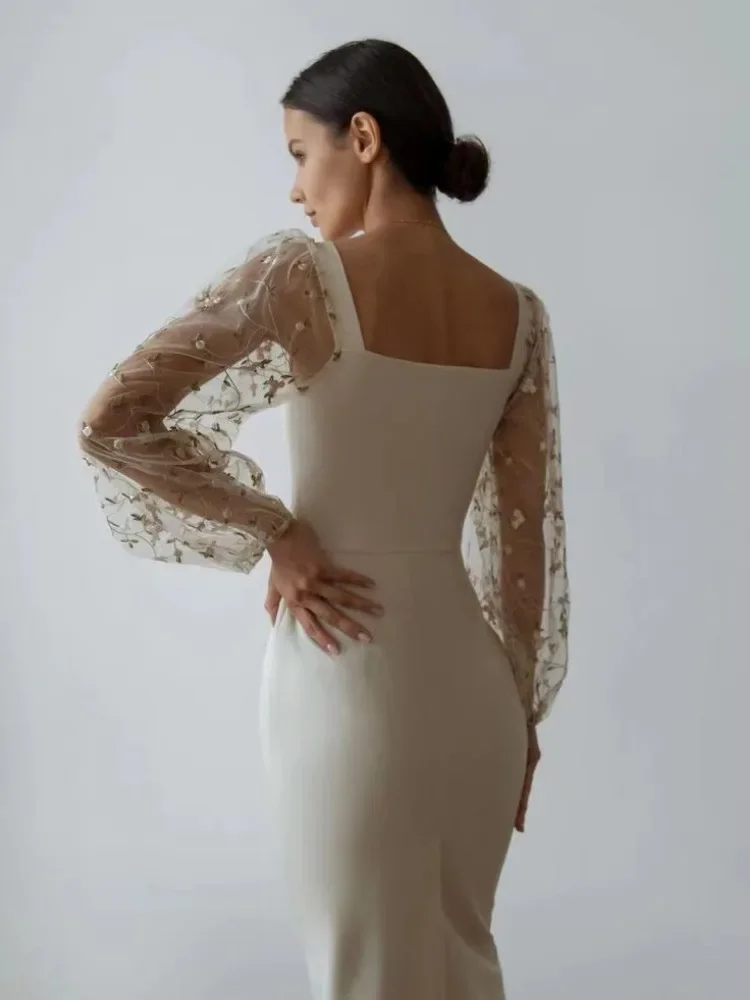 Robe de soirée midi élégante - manches en tulle - Image 4