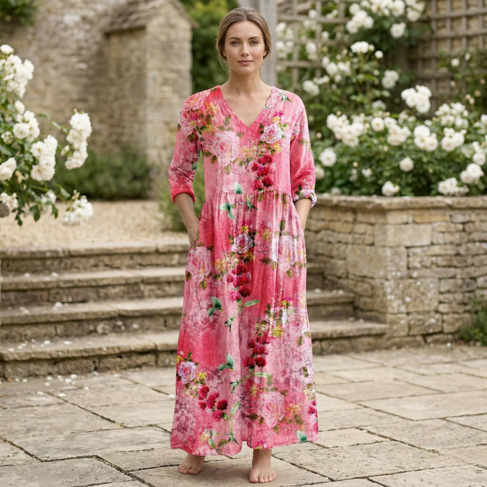 Robe d'Été pour Femme | V-Neck Floral | Légère, Élégante, Confortable - Image 2