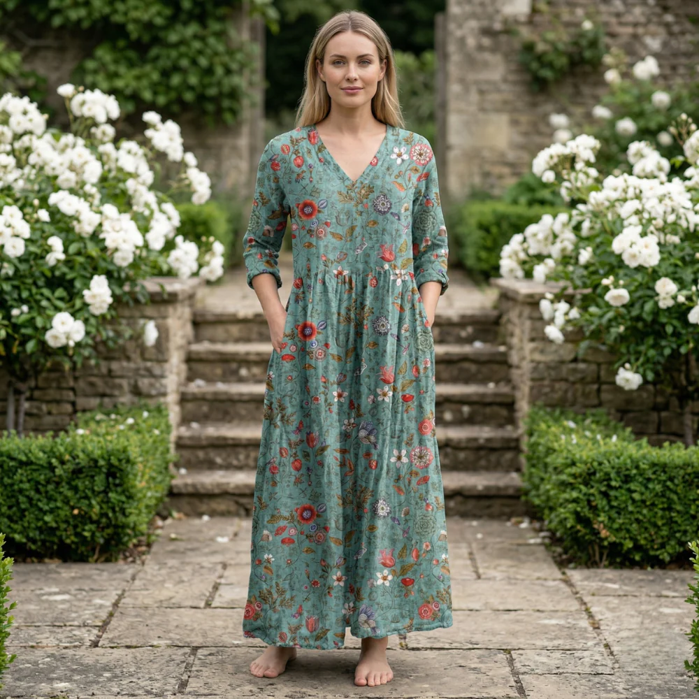 Robe d'Été pour Femme | V-Neck Floral | Légère, Élégante, Confortable - Image 3