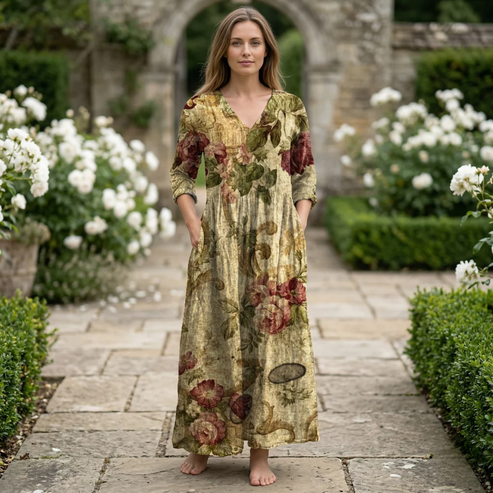 Robe d'Été pour Femme | V-Neck Floral | Légère, Élégante, Confortable - Image 4