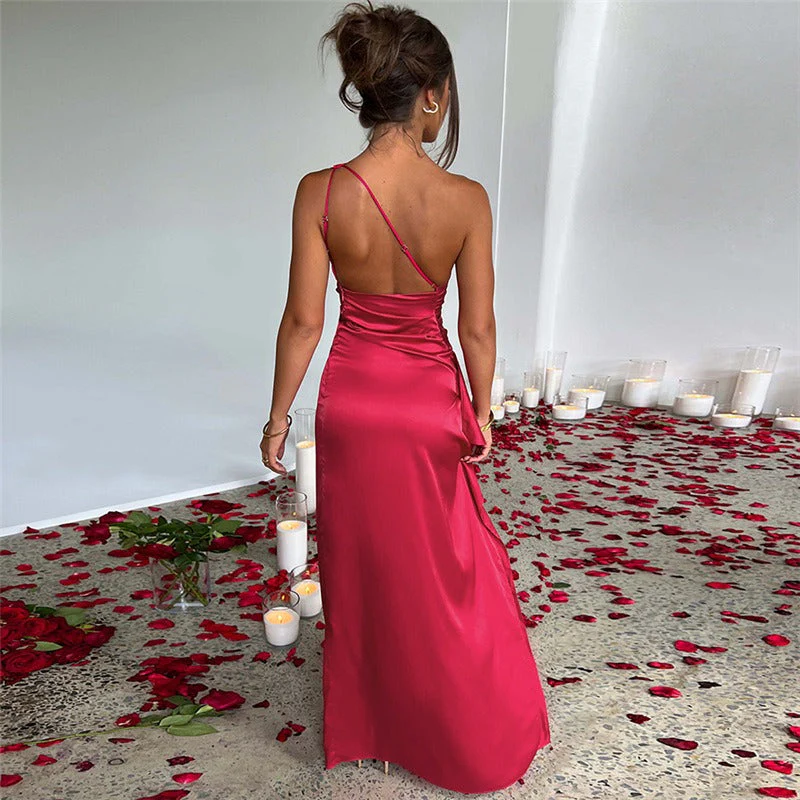 Robe Maxi Asymétrique - Fronces - Soirée Élégante - Image 5