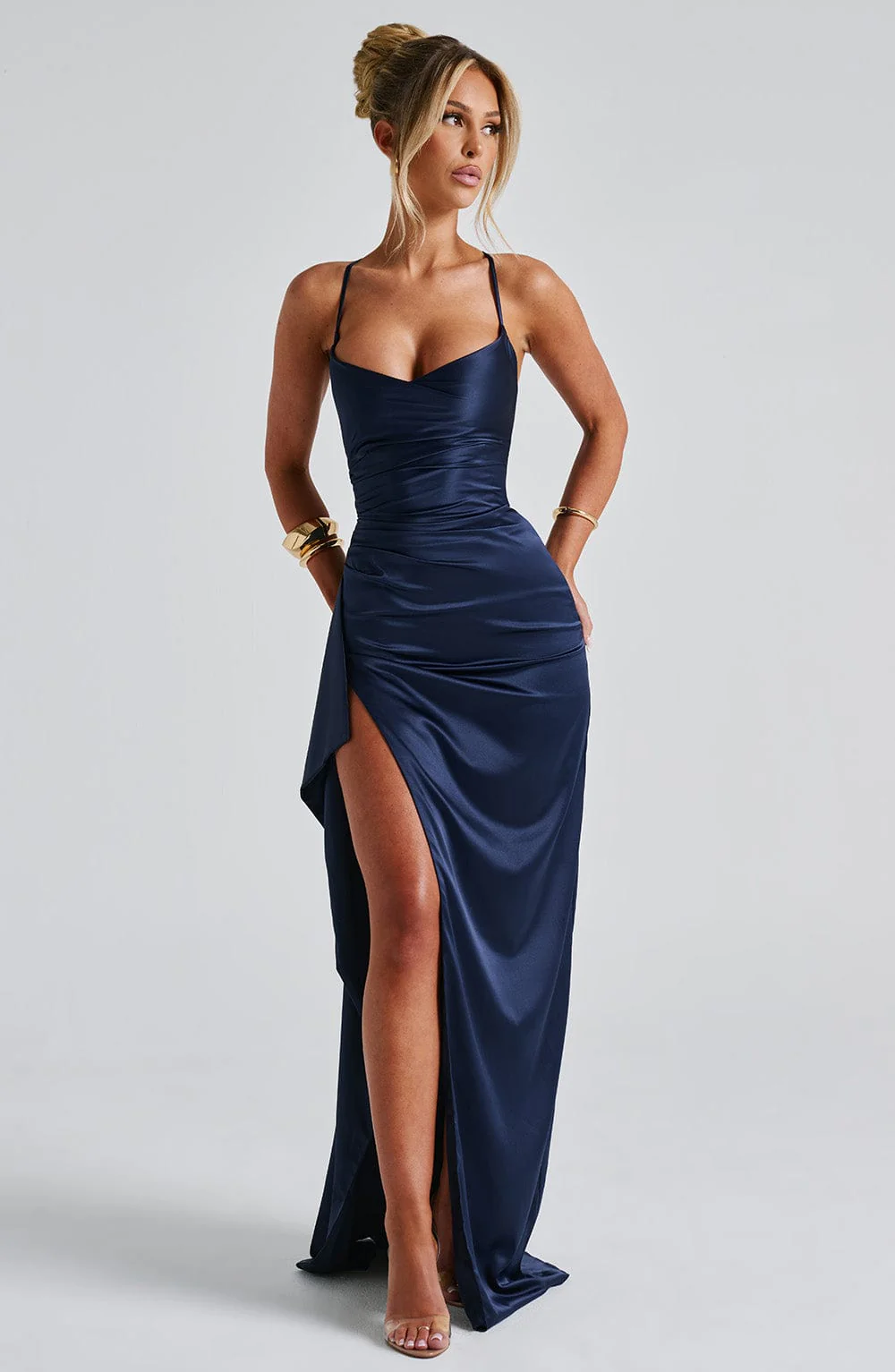 Robe Maxi Bleu Marine - Robe de Bal - Longue Soirée Élégante