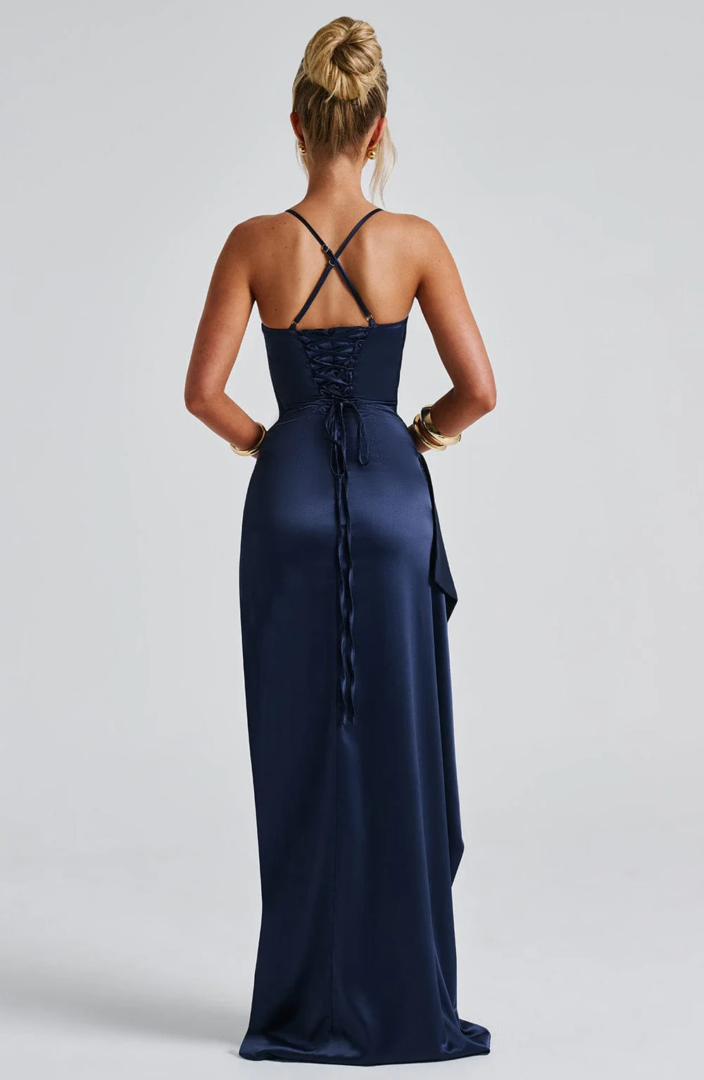Robe Maxi Bleu Marine - Robe de Bal - Longue Soirée Élégante - Image 4