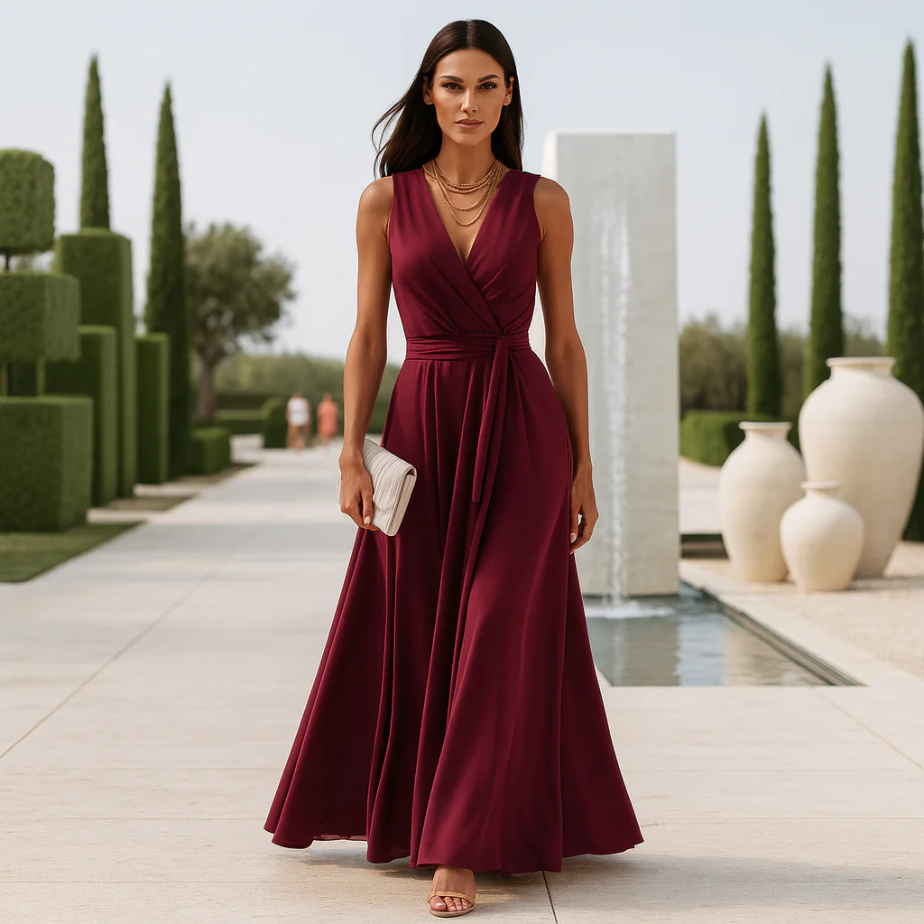 Robe Maxi Élégante - Décolleté en V - Soirée Chic - Image 2