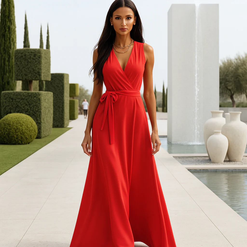 Robe Maxi Élégante - Décolleté en V - Soirée Chic - Image 3