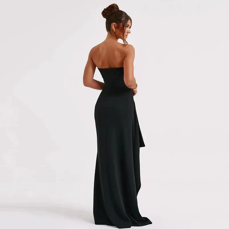 Robe Maxi Longue Noire - Sans Bretelles - Élégante - Soirée - Image 2