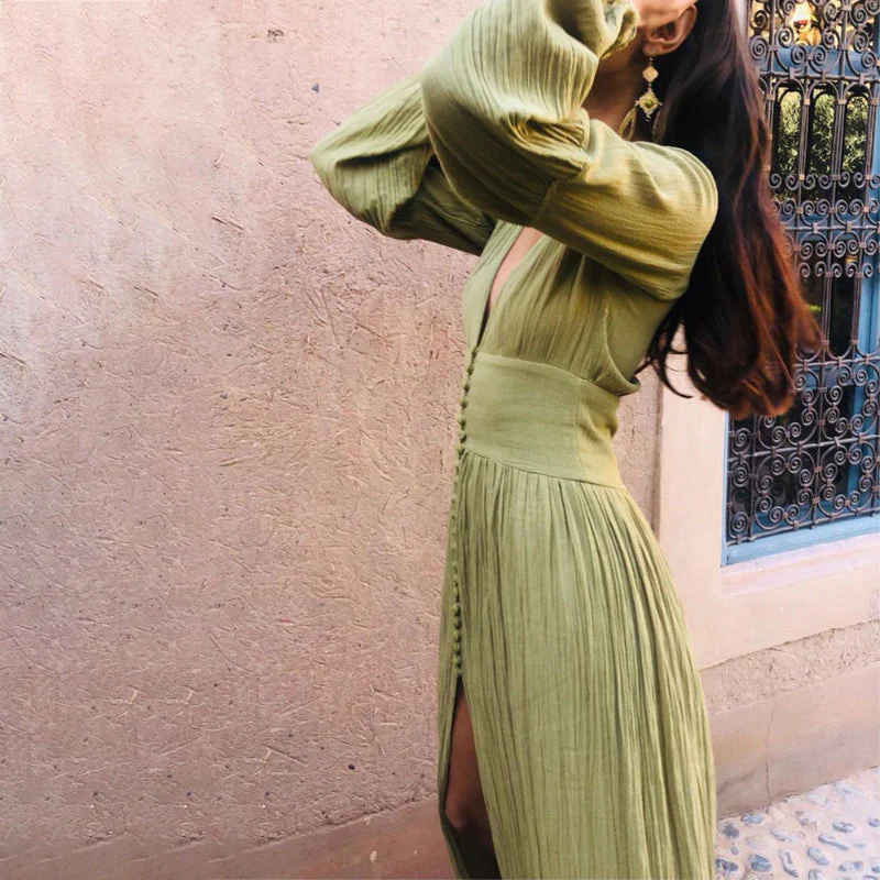 Robe Maxi Sierra Długa - Décolleté en V - Boho Été Soirée - Image 3