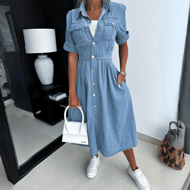 Robe Midi Rebekka - Denim - Femme - Image 5