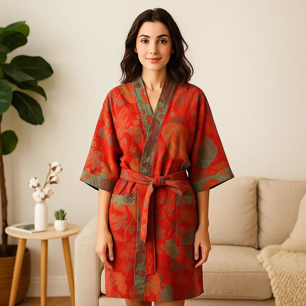 Rosewood Charm – Peignoir en Coton de Luxe avec une Élégance Intemporelle - Image 3