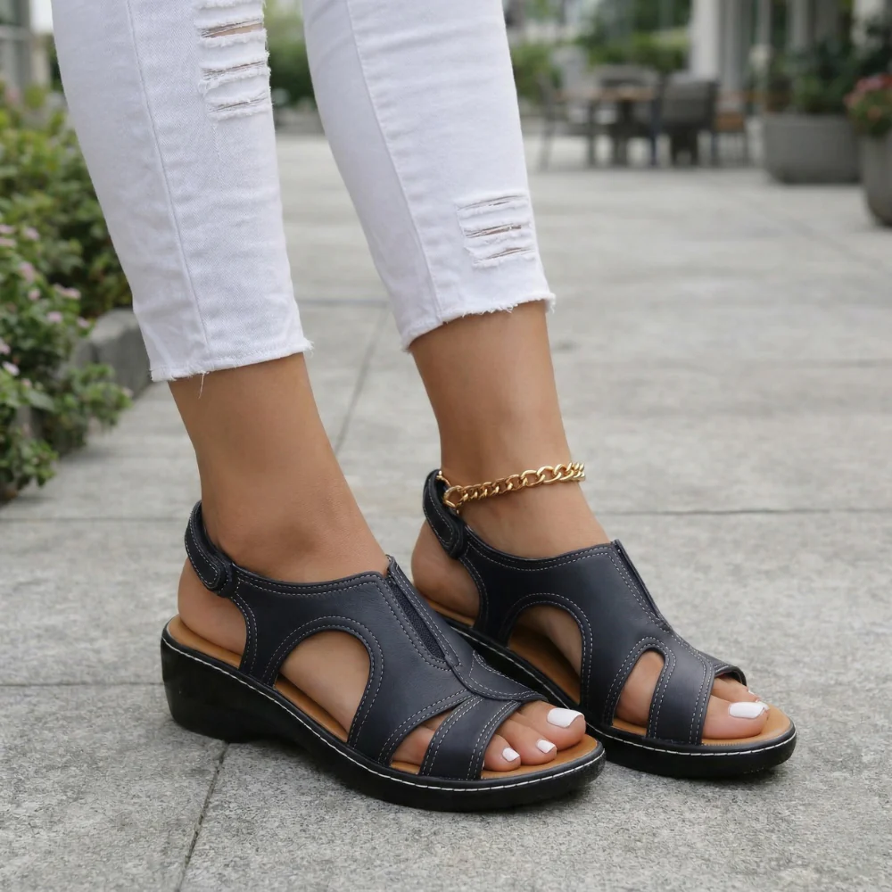 Sandales Orthopédiques en Cuir pour Femme | Support de Voûte Plantaire Confor... - Image 3
