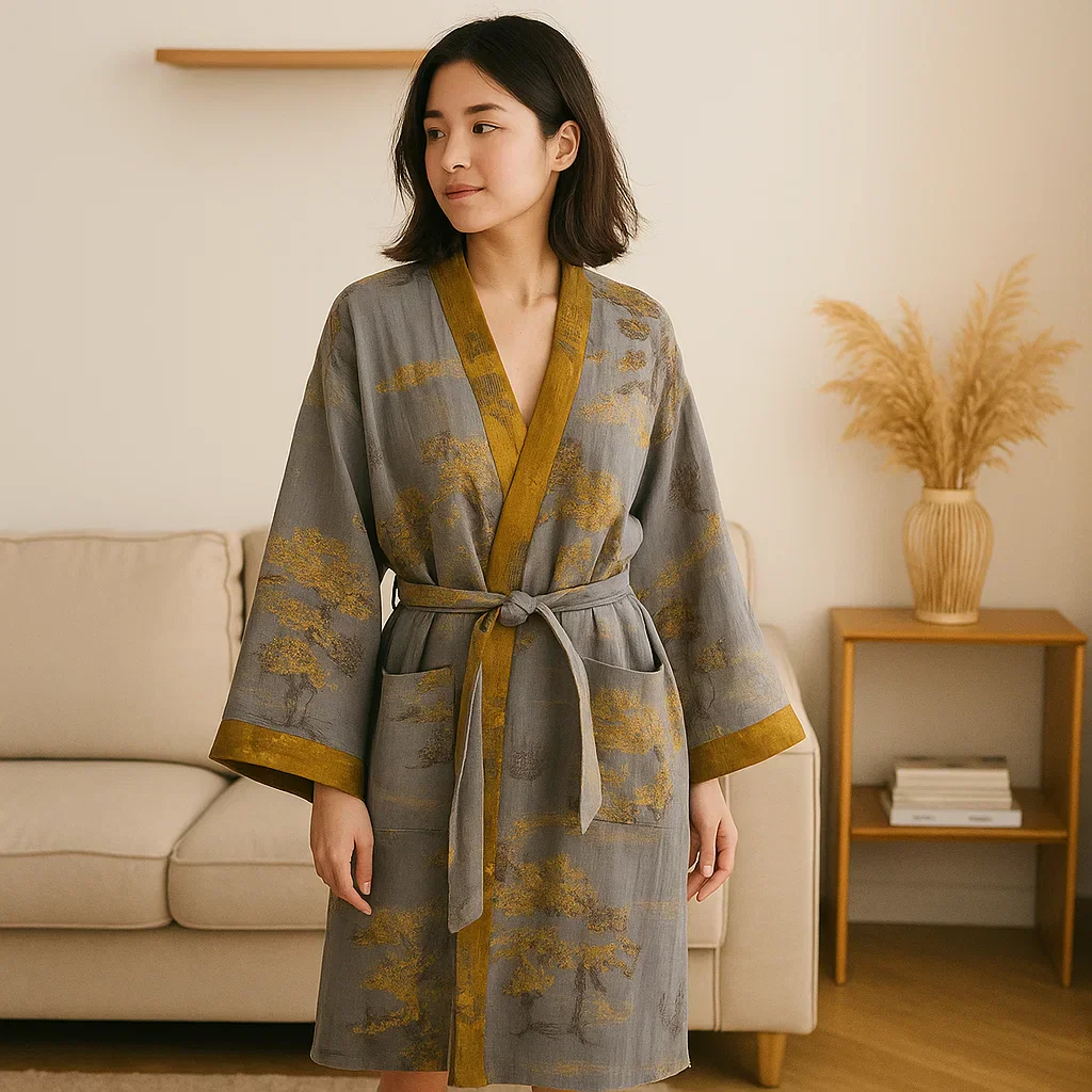 SereneCotton – Couverture Kimono Luxueuse en Coton d'Élégance Intemporelle - Image 3