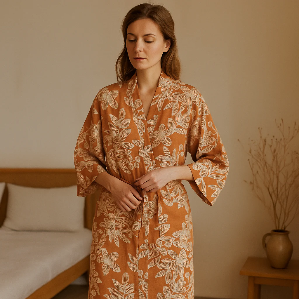 SereniLoom – Peignoir Kimono Doux et Respirant en Coton de Luxe pour des Moments de Détente - Image 6