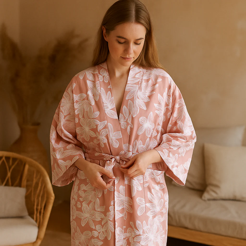 SereniLoom – Peignoir Kimono Doux et Respirant en Coton de Luxe pour des Moments de Détente - Image 8