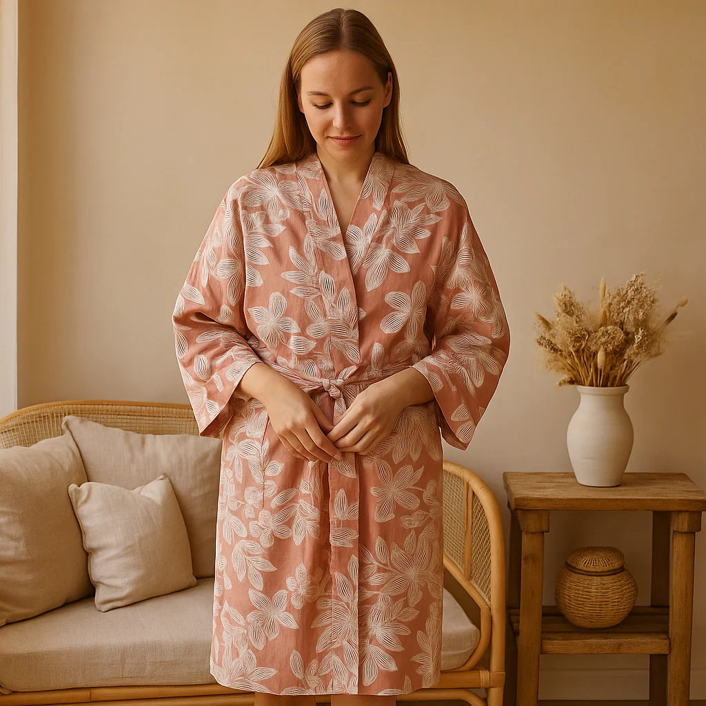 SereniLoom – Peignoir Kimono Doux et Respirant en Coton de Luxe pour des Moments de Détente - Image 9
