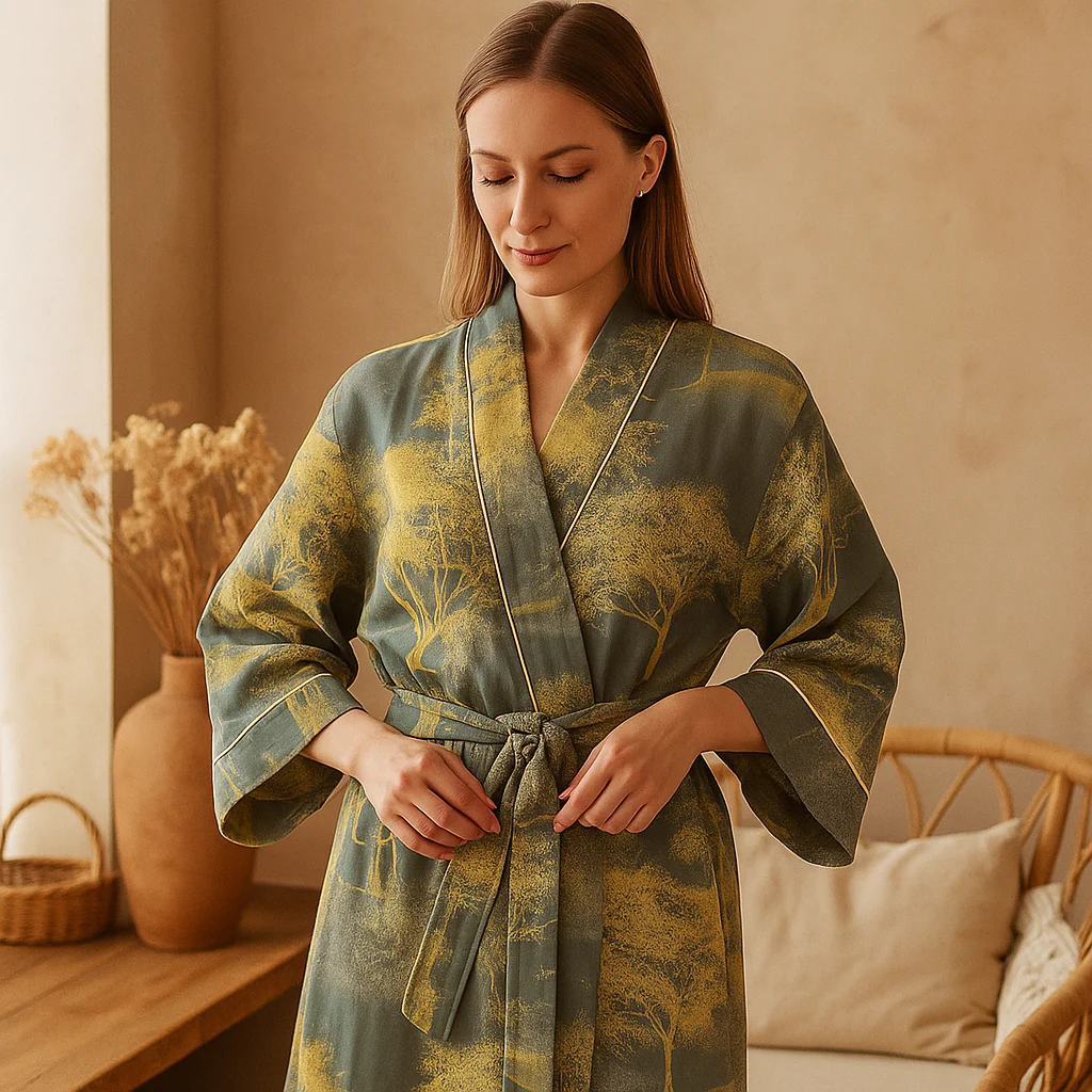 SereniLuxe – Peignoir en Coton Élégant avec une Touche d'Élégance Intemporelle - Image 4