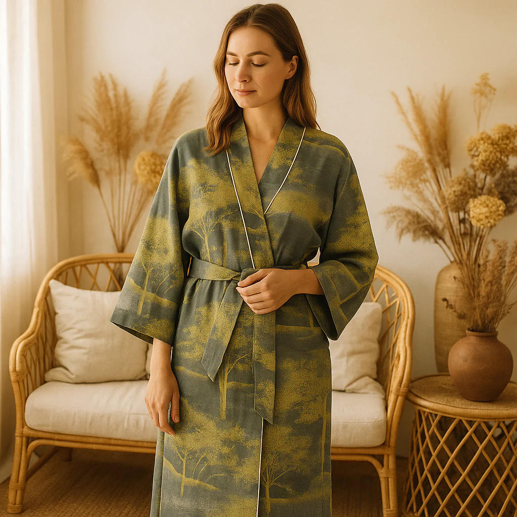SereniLuxe – Peignoir en Coton Élégant avec une Touche d'Élégance Intemporelle - Image 5