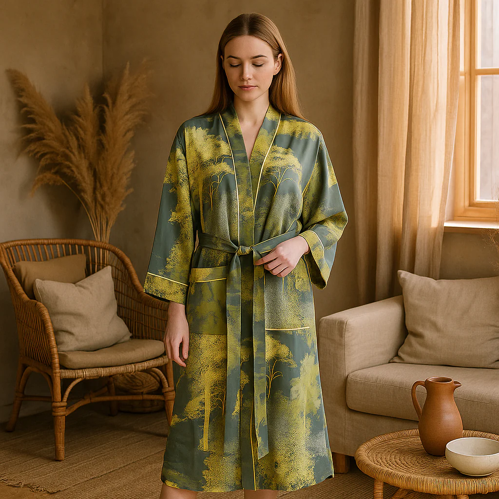SereniLuxe – Peignoir en Coton Élégant avec une Touche d'Élégance Intemporelle - Image 6