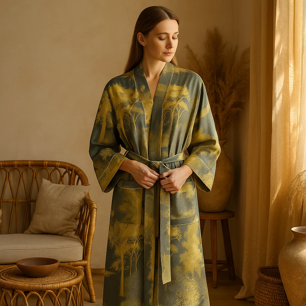 SereniLuxe – Peignoir en Coton Élégant avec une Touche d'Élégance Intemporelle - Image 7