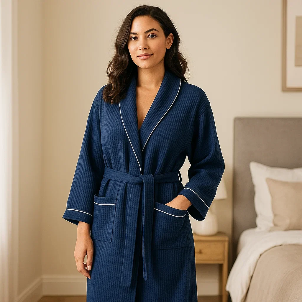 SereniLuxe – Peignoir en Coton Waffle avec Confort Luxueux - Image 3