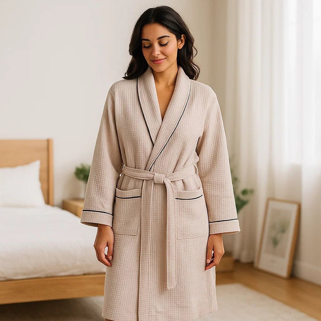 SereniLuxe – Peignoir en Coton Waffle avec Confort Luxueux - Image 4